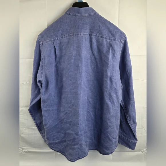 Tommy Bahama Shirt Mens Medium Blue Long Sleeve Button Up Solid 100% Linen - Picture 3 of 9